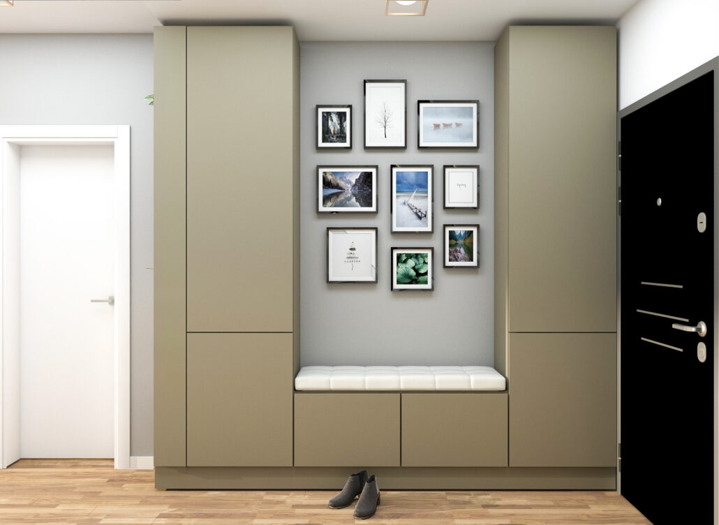 Hol de intrare - dulap cu bancheta si depozitare - apartament patru camere - Delta Studio Design (3)