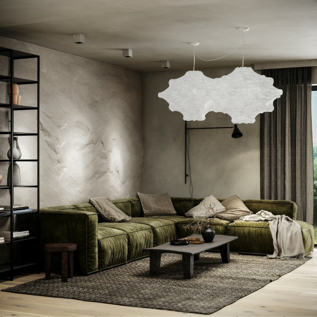 Living modern cu canapea verde Bucuresti - arhitect Cristina Golban - Delta Studio Design